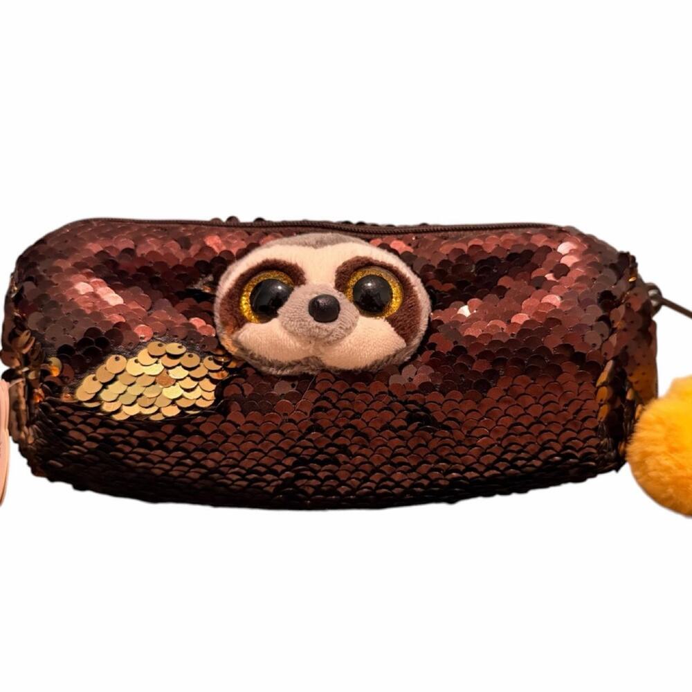 Brown sequin authentic TY pencil case NWT